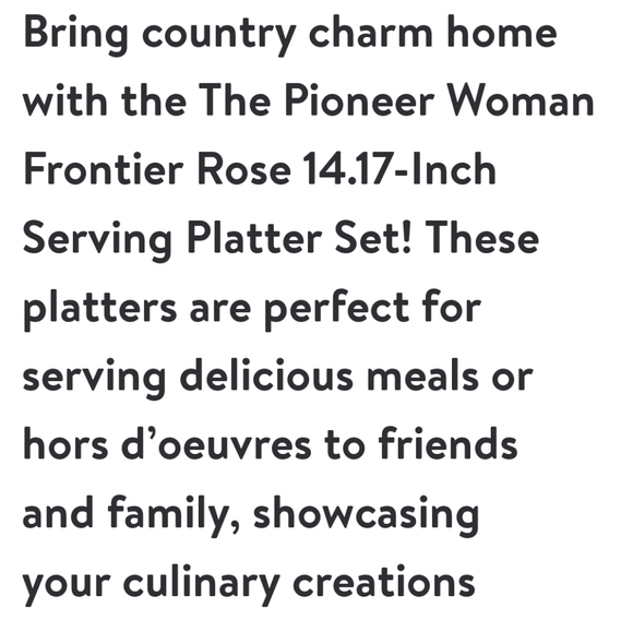 ❤️ New Pioneer Woman Frontier Rose 2-Pack Serving Platter Set - Picture 2 of 6